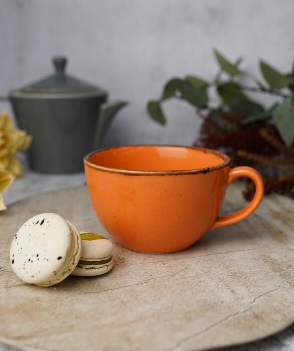 Чашка фарфоровая  Porland  340мл оранжевая