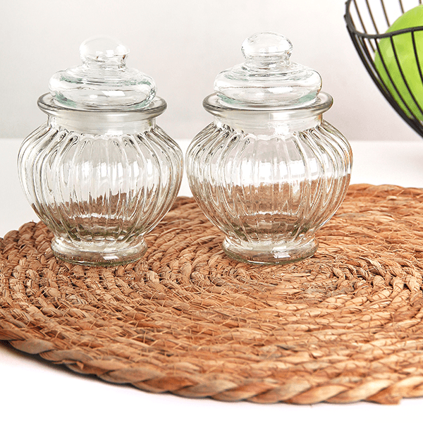 Баночки для хранения Тиффани 2 шт по 300 мл прозрачная стекло