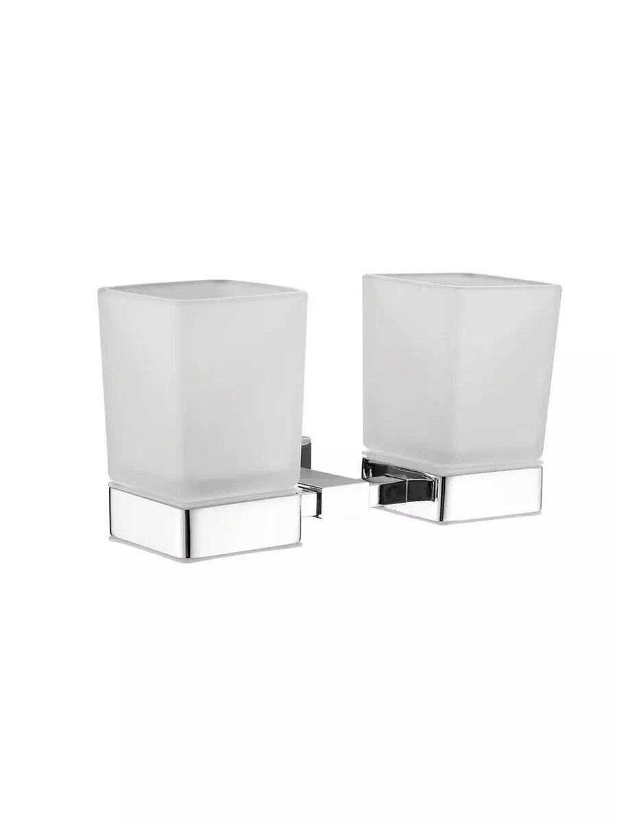 Двойной стакан для ванной SG5622 с держателем хром