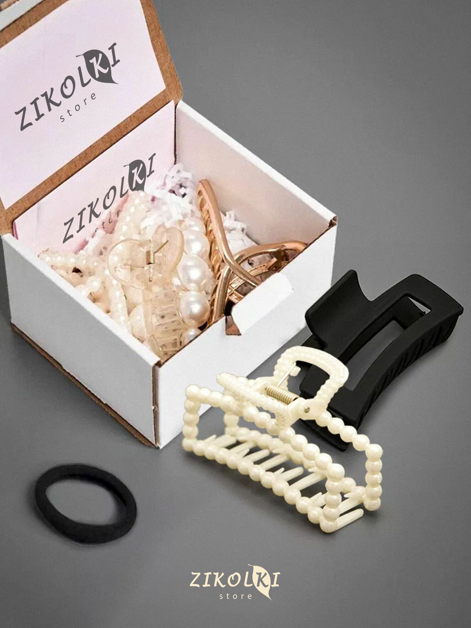 Заколки-крабики для волос, набор 5 штук — фото 1