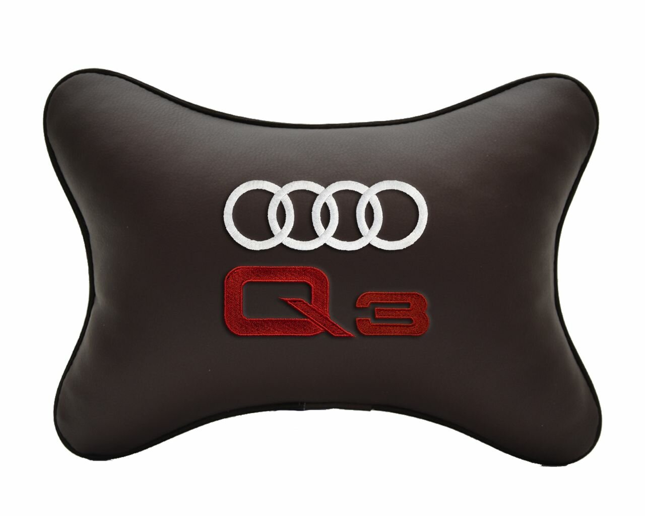 Подушка на подголовник автомобильная коричневая экокожа AUDI Q3
