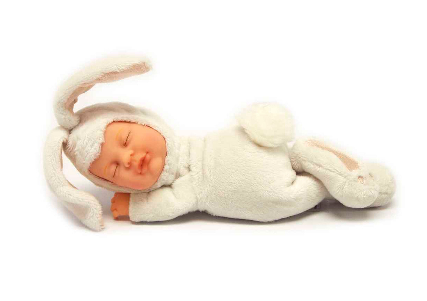 Пупс мягконабивной коллекционный Anne Geddes "Кролик белый" 23 см