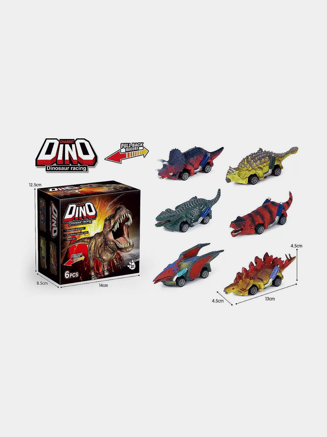 Набор машинок "Динозавры", инерционный механизм, резиновые колеса, безопасные материалы, 6шт — фото 1