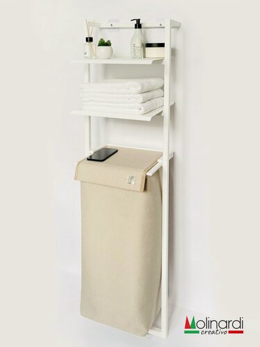 Изображение товара Корзина для белья и стеллажом с полками для хранения узкая К5А-МБ