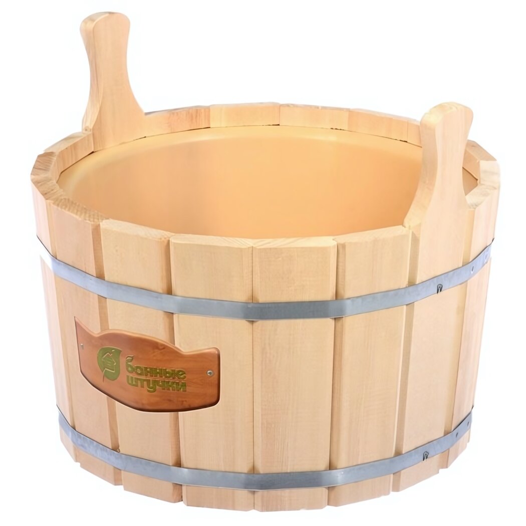 Ушат деревянный 'Банные штучки' 12л липа с пластиковой вставкой