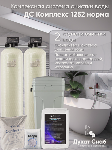 Изображение товара Автоматическая система очистки воды ДС Комплекс (DS Complex) норма 1252. Удаление железа, марганца, сероводорода, умягчение воды. Для 4-х человек