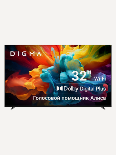 Изображение товара Телевизор Digma DM-LED32SBB32 32" LED, HD, черный, смарт ТВ, YaOS