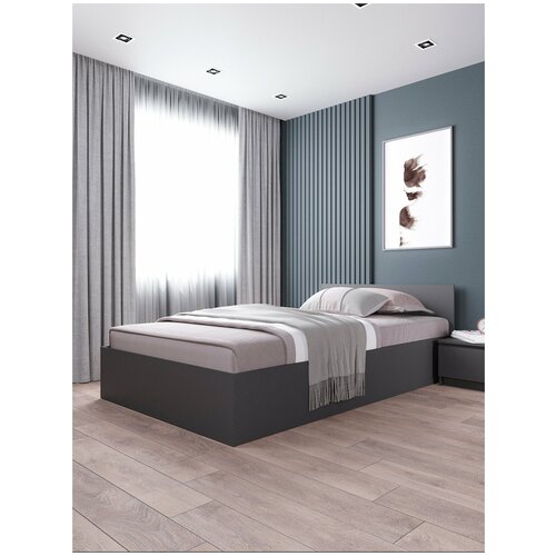 Кровать односпальная с основанием Мори 1200.1 Графит 1200/2000