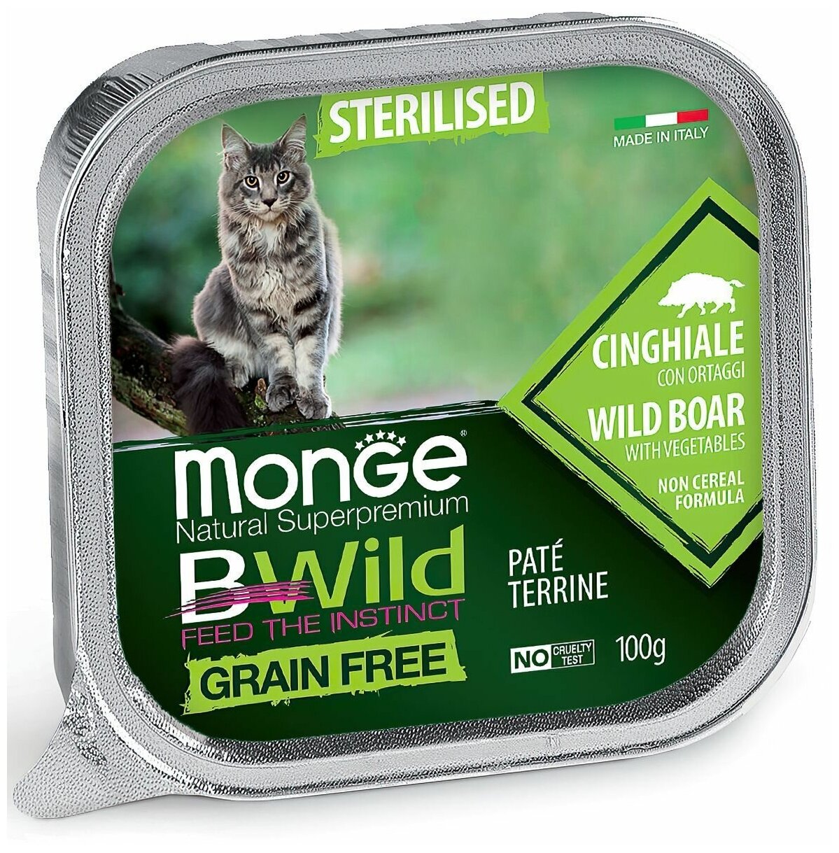 MONGE Cat "Bwild Grain Free" беззерновой из кабана с овощами для стерилизованных кошек 100 г - фотография № 17