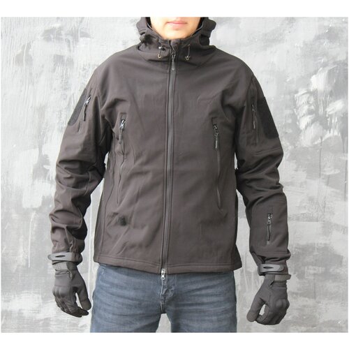 Ветровка для охоты и рыбалки, куртка водонепроницаемая, softshell, Цвет: Чёрный, Размер: XL