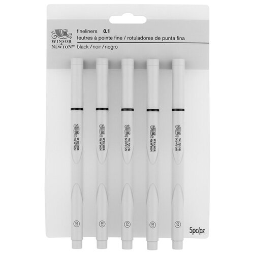 Набор линеров Winsor&Newton, черный, 5шт, 0,1мм, пластик