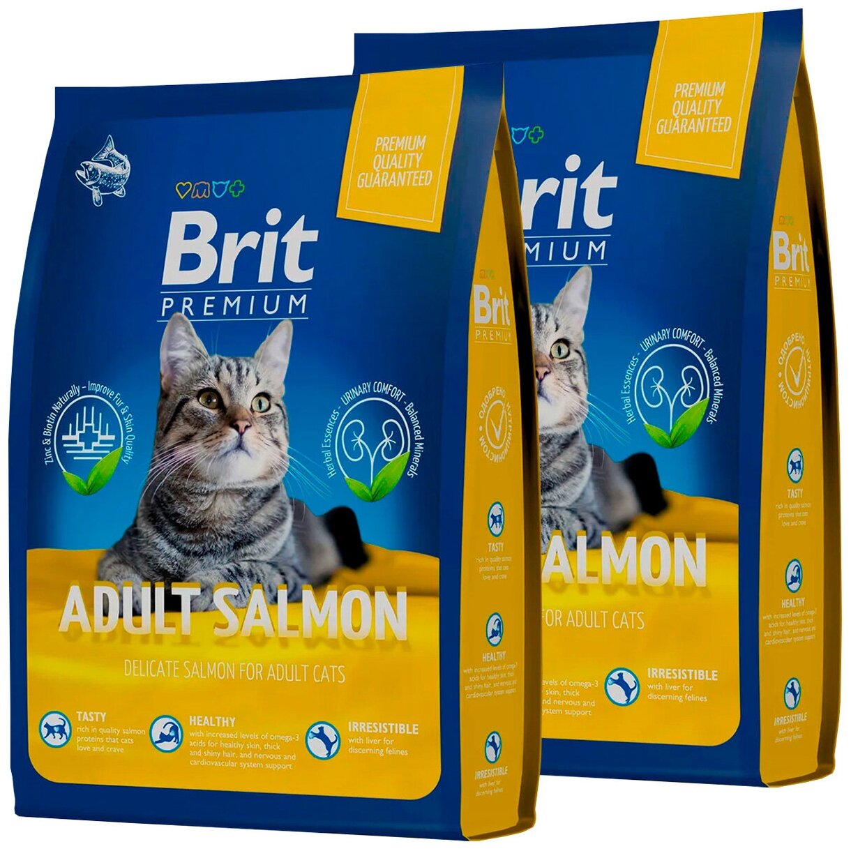 BRIT PREMIUM CAT ADULT SALMON для взрослых кошек с лососем (8 + 8 кг)