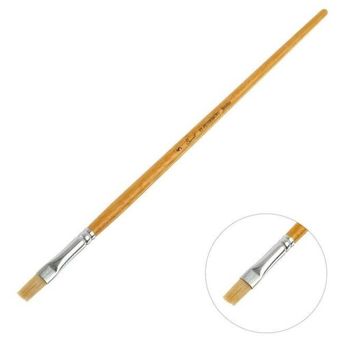 Кисть Сонет № 5, щетина, плоская, длинная ручка, d=9 мм