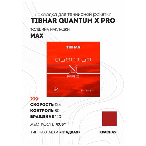 фото Накладка tibhar quantum x pro цвет красный, толщина max