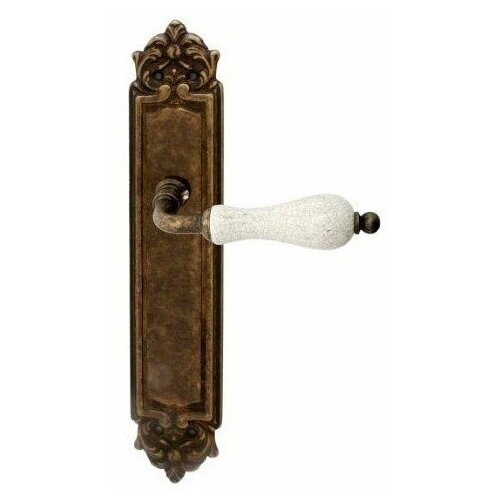Дверная ручка на планке CERAMIC 179/PASS, Античная бронза+керамика кракле, Melodia