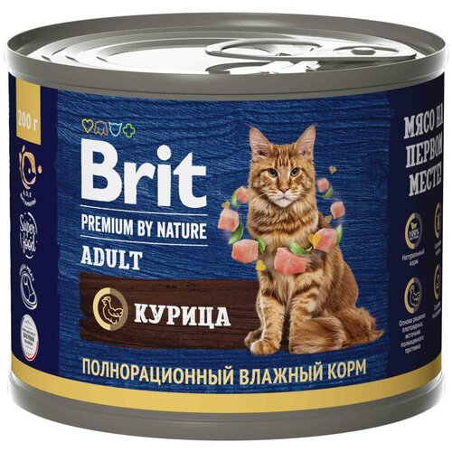 BRIT 200гр Корм для кошек Premium by Nature с мясом курицы