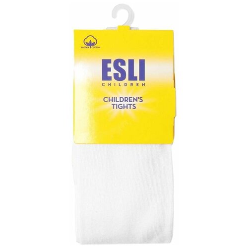 Колготки ESLI, размер 128-134, белый колготки esli coll style синие 50ден