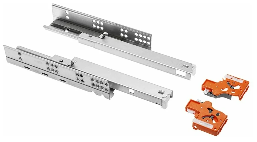 Направляющие MODERN SLIDE L-250 полного выдвижения для деревянных ящиков с выталкивателем (Push to open) GTV - фото №1