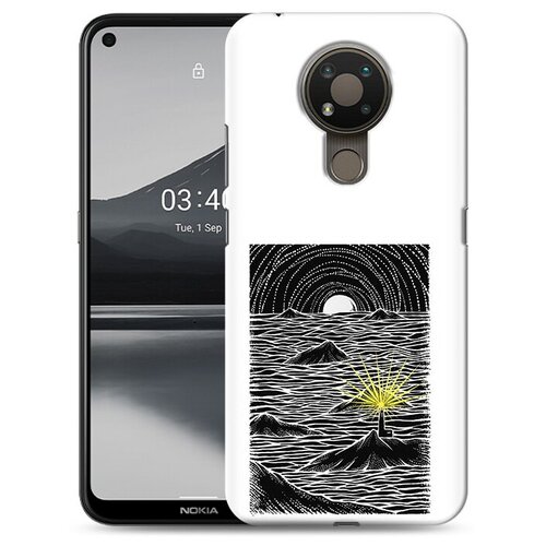 Чехол задняя-панель-накладка-бампер MyPads маяк в черно белом море для Nokia 3.4 противоударный