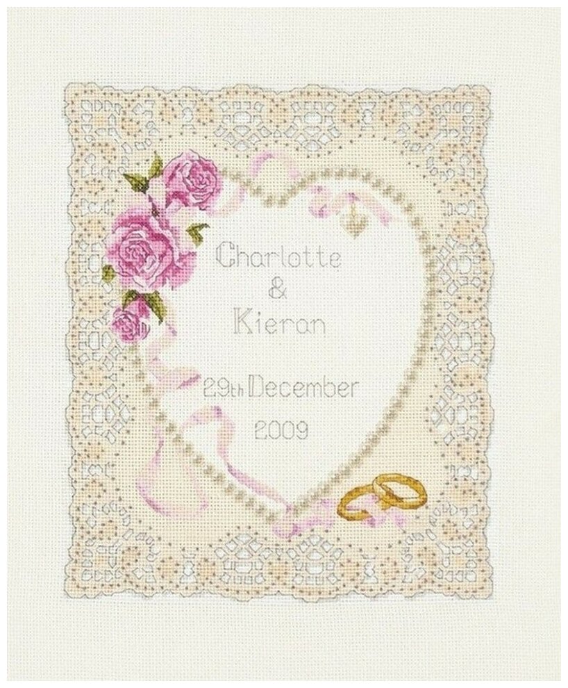 Floral Heart Wedding Sampler (Сердце с цветами. Свадебный мотив) #ACS05 Anchor Набор для вышивания 24 x 20 см Счетный крест