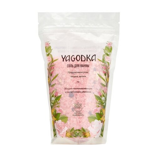 Yagodka Соль для ванны Роза сандал и ваниль, 500 г, 500 мл