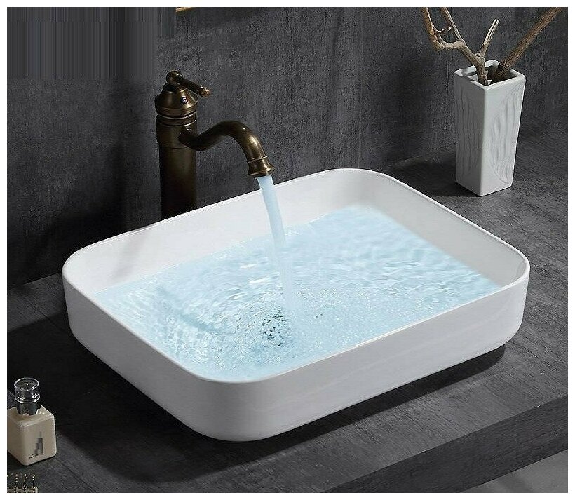 Раковина для ванной. Раковина накладная CeramaLux 9391 без перелива - фотография № 6