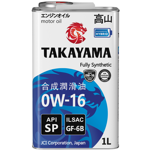 605142 TAKAYAMA SAE 0W-16, ILSAC GF-6B, API SP (1л)