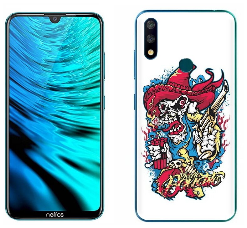 Чехол задняя-панель-накладка-бампер MyPads нарисованный скелет с писталетом для TP-Link Neffos X20/TP-LINK Neffos X20 Pro противоударный