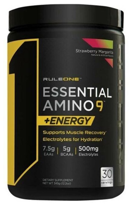 RULE ONE Essential Amino 9 + Energy (с кофеином) 345 г (Strawberry Margarita)