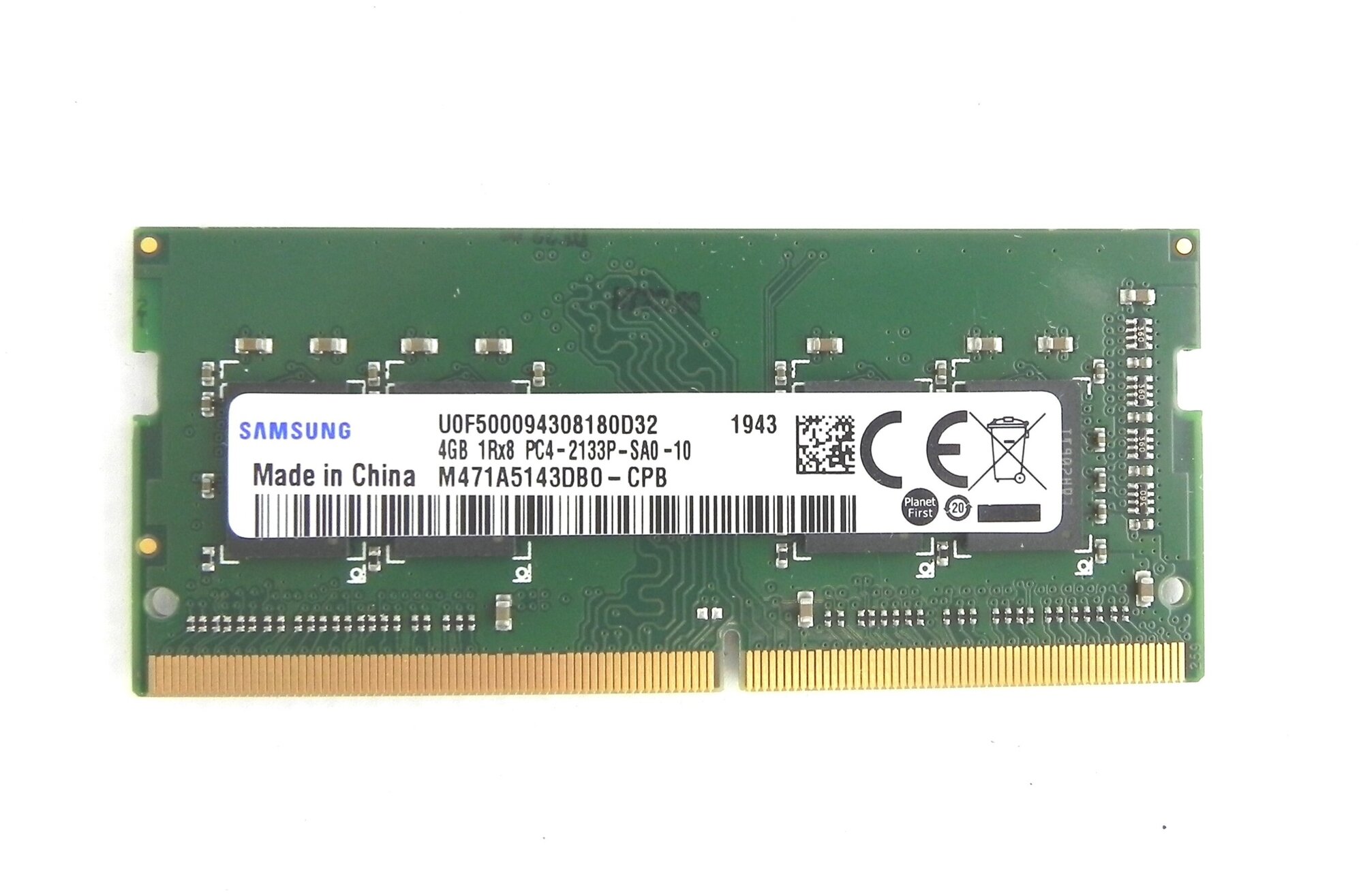 Оперативная память Samsung DDR4 4 ГБ 1Rx8 2133 MHz SO-DIMM PC4-2133P-SA0-10