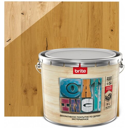 Декоративное покрытие по дереву BRITE FLEXX экстерьерное, тик, ведро 9 л 212461