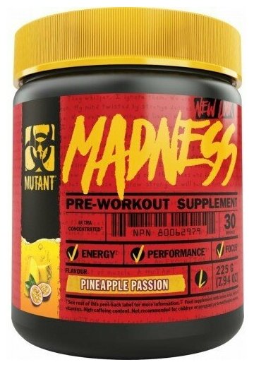 Предтренировочный комплекс Mutant Madness (225 г) pineapple passion