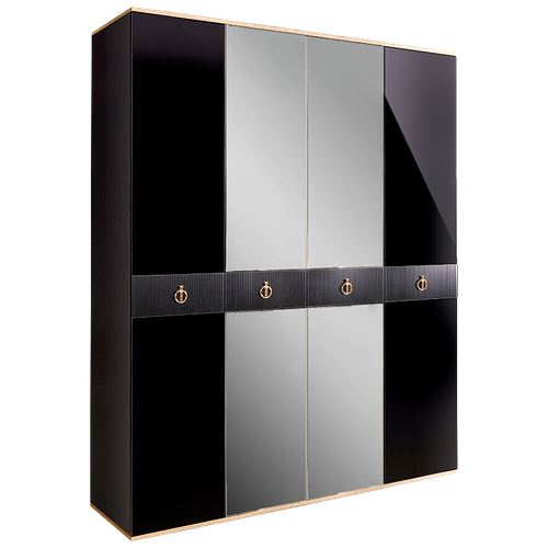 Шкаф 4-х дверный с зеркалами Rimini Solo. Бежевый/серебро
