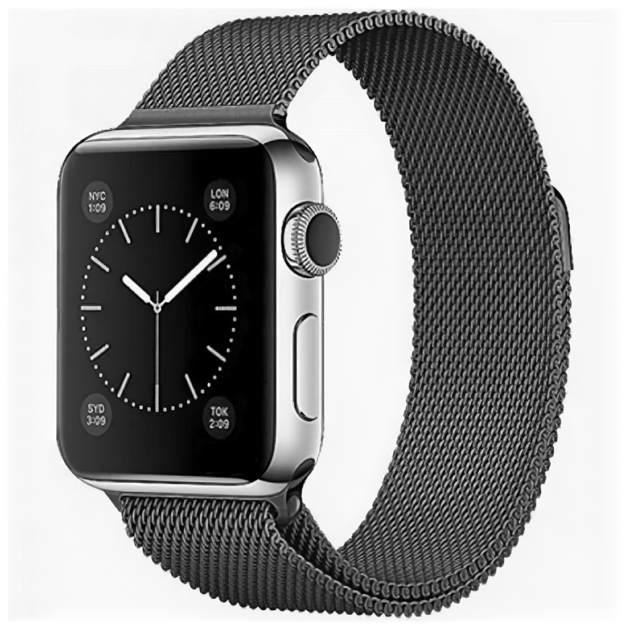 Ремешок миланcкий из нержавеющей стали для Apple Watch 42/44/45/49мм (18), темно-серый, на магните