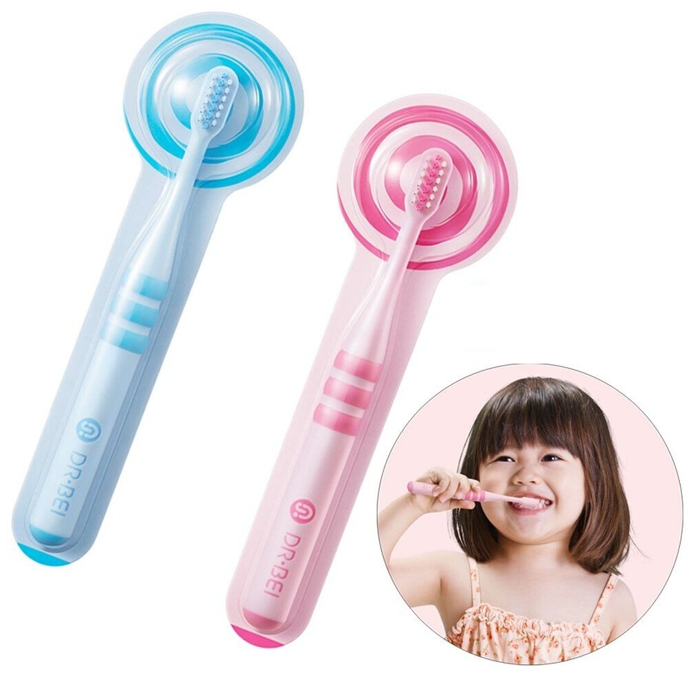 Комплект детских зубных щеток Xiaomi Dr. Bei Toothbrush (2 шт) - Blue - фото №6