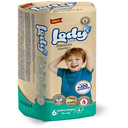 Подгузники LODY BABY 6 Extra (6шт. 16+ кг)