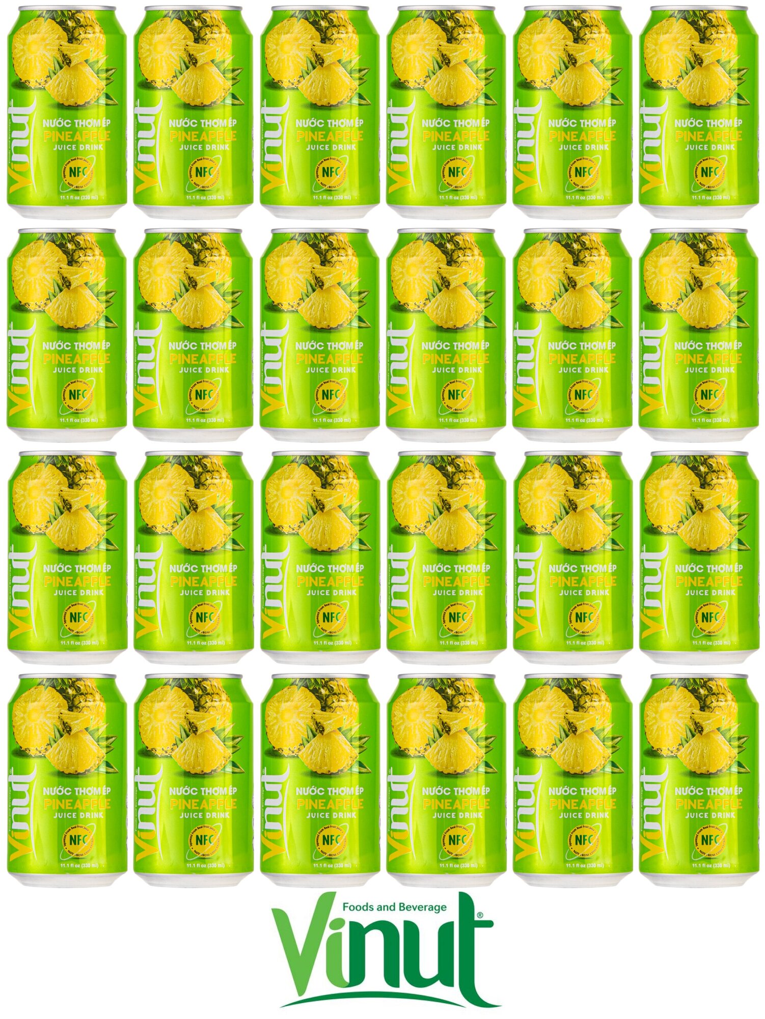 Напиток сокосодержащий негазированный Vinut Pineapple (ананас) , жестяная банка ( ж.б.) 0.33 л. ( 330 мл.), упаковка 24 штуки - фотография № 1