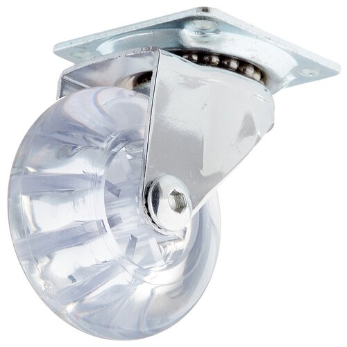 Опора колесная поворотная полиуретан/пластик на площадке 50 мм прозрачная (1 шт.)
