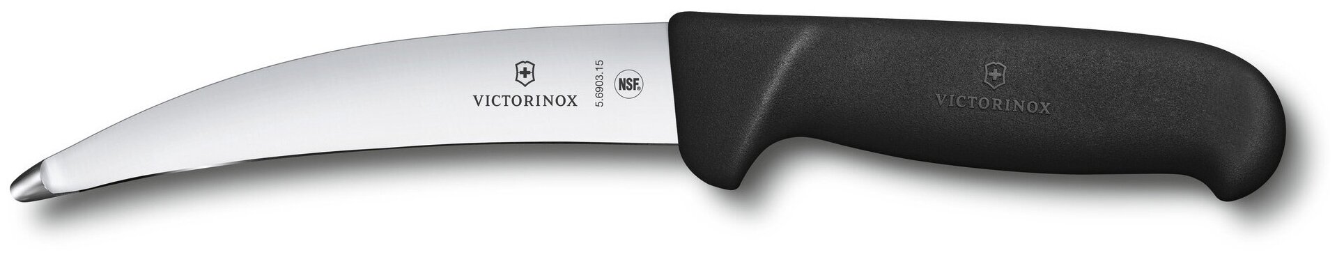 Нож кухонный Victorinox Fibrox (5.6903.15) стальной лезв.150мм прямая заточка черный - фото №1