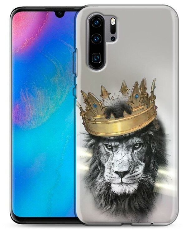 Дизайнерский силиконовый чехол для Хуавей Р30 Про / Huawei P30 Pro Лев с короной