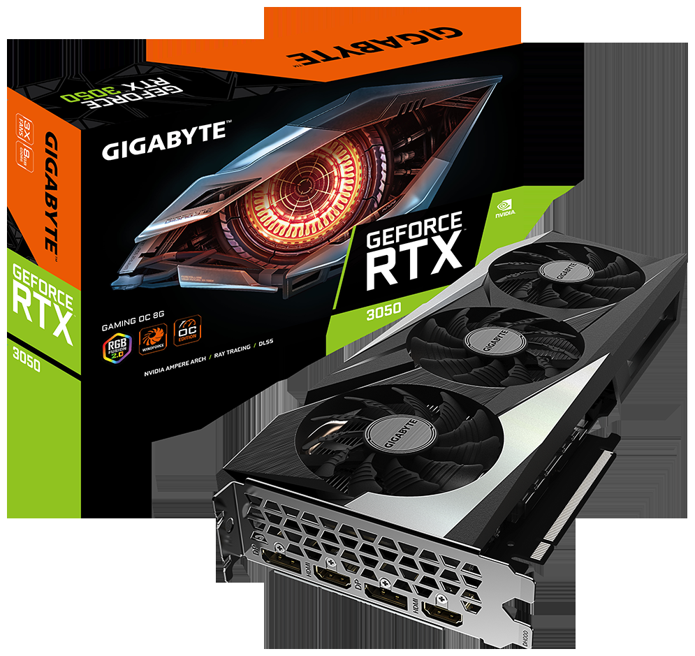Видеокарта GIGABYTE GeForce RTX 3050 GAMING OC 8G GV-N3050GAMING OC-8GD