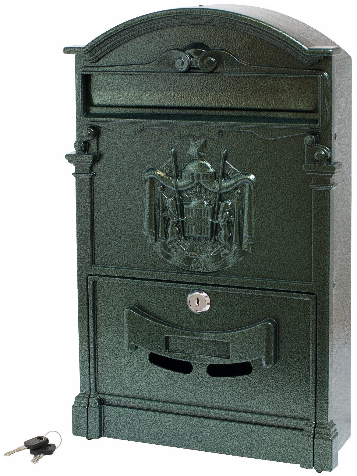 Почтовый ящик с замком уличный металлический для дома аллюр №4010 тёмно-зелёный