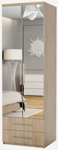 Изображение товара Шкаф комбинированный с ящиками Престиж МКЯ-22 110х45 с зеркалами Дуб Сонома