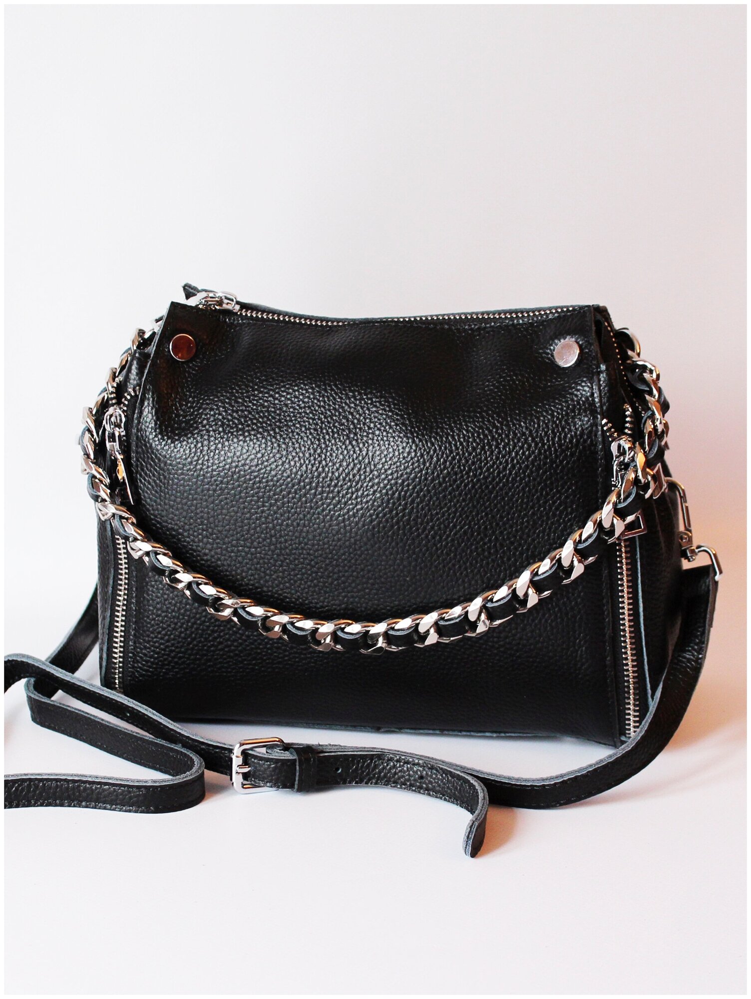 Женская сумка кросс-боди BLOOM черный из натуральной мягкой кожи 