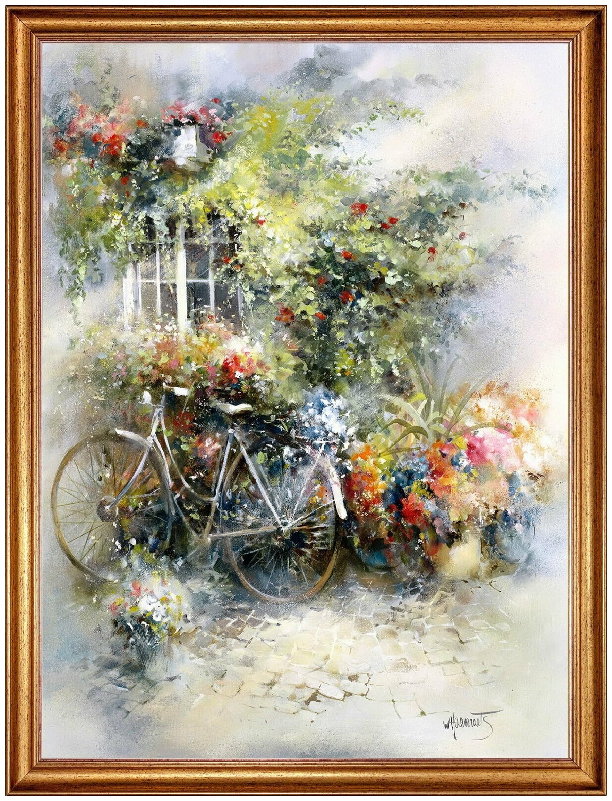 Картина на холсте, "Всё в цветах", 80х60 см, художник - Willem Haenraets. Холст на деревянном подрамнике, оформлена в багет, Арт. ХВ-х45