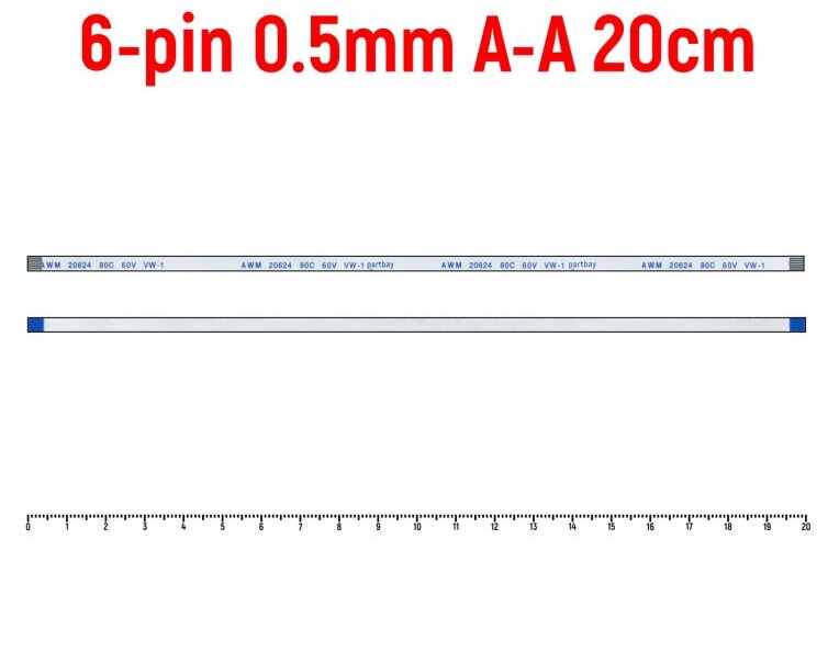 Шлейф кнопки включения для ноутбука Asus K55VD FFC 6-pin Шаг 0.5mm Длина 20cm Прямой A-A AWM 20624 80C 60V VW-1