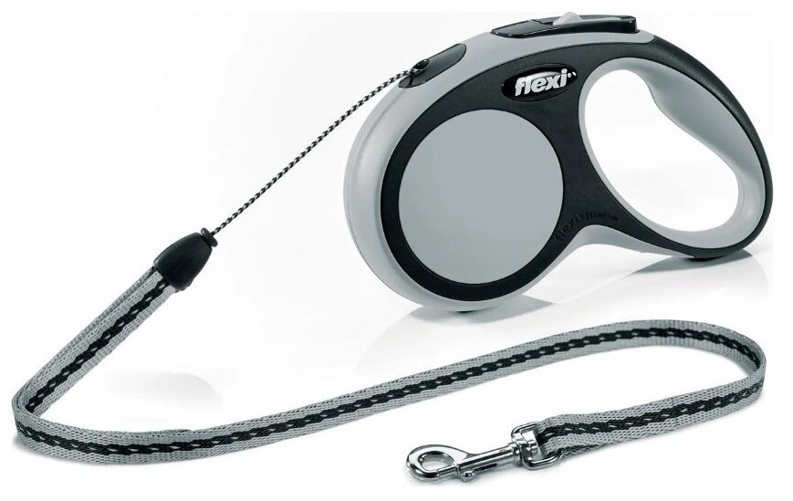 Поводок-рулетка для собак Flexi New Line Comfort (S) 5 м./до 12 кг. (серый/черный, трос) - фотография № 4