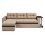 Угловой диван-кровать Атланта со столом, механизм Дельфин, 250х147х85 см, диван угловой, ППУ, ящик для белья, подлокотники с накладкамисо столом - изображение
