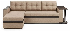 Фото Угловой диван-кровать Атланта со столом, механизм Дельфин, 250х147х85 см, диван угловой, ППУ, ящик для белья, подлокотники с накладкамисо столом