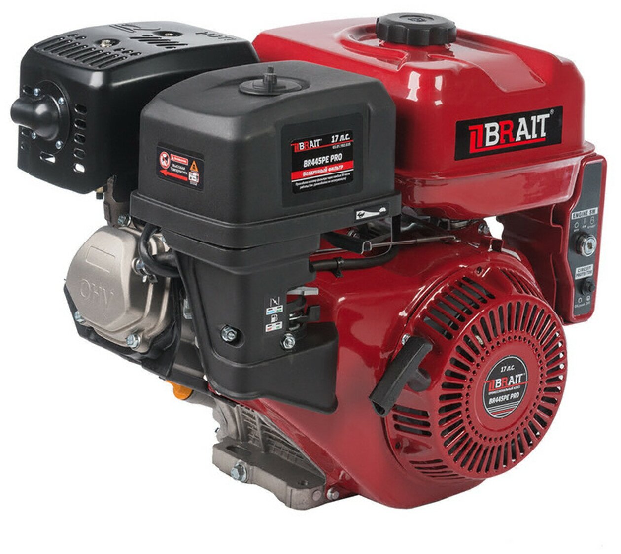 Двигатель Brait 445PE PRO 7А (17 л.с., вал 25 мм, электростартер, катушка 7А, профессиональный) - фотография № 2